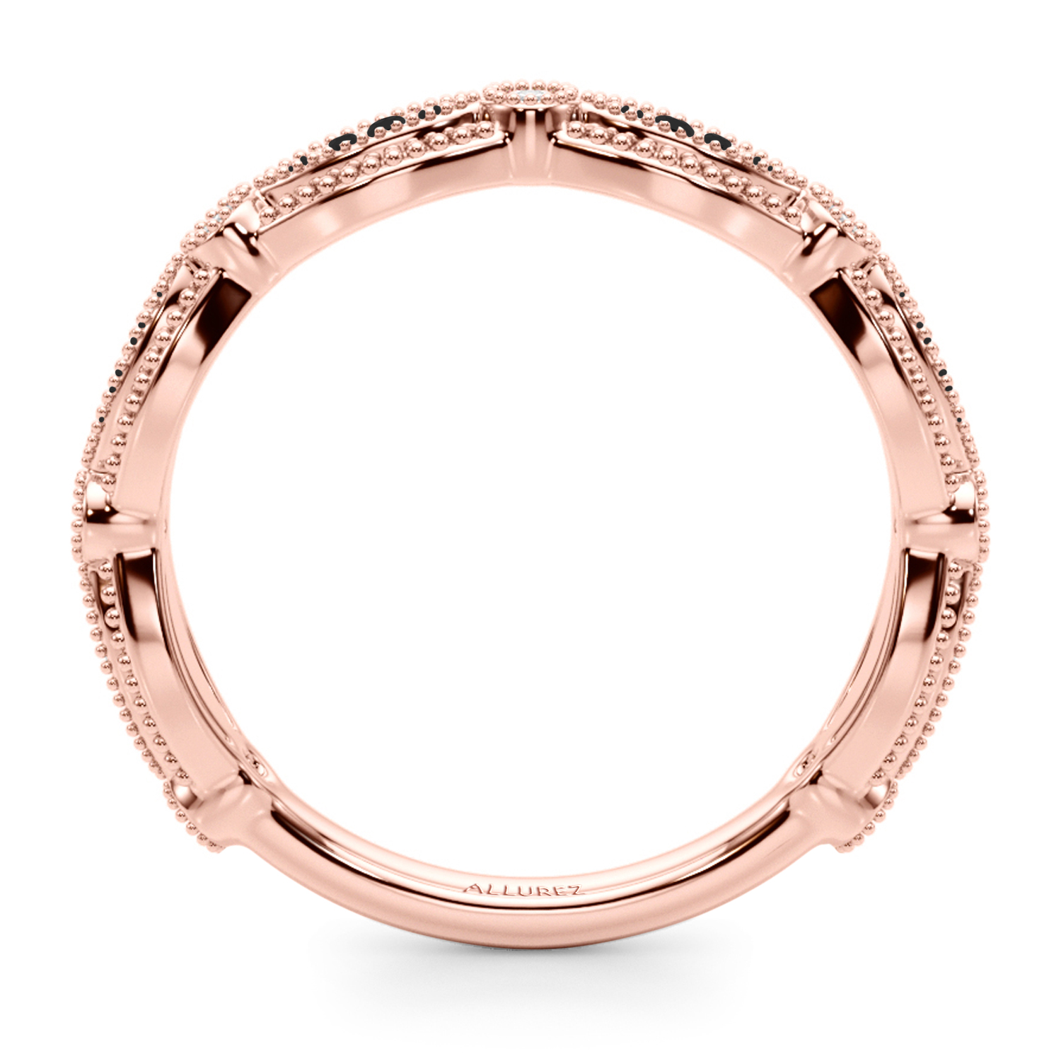 Antique Black Diamond & Diamond Wedding Ring Band 18K Rose Gold (0.20ct)